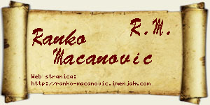 Ranko Macanović vizit kartica